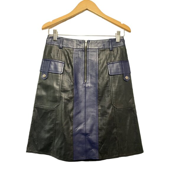 BCBGMAXAZRIA Raya Perforated Faux Leather Skirt - Picture 3 of 6